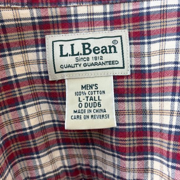 LL Bean Button Down Oxford Shirt Men's Large Tall Plaid Cotton Multicolor OCBD - Picture 3 of 4